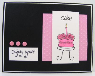 Enjoy Your Cake Card
Card features the newly released  birthday4Cookie clear stamp set.  I used Flower Soft as "sprinkles" on the cake.  :)
Keywords: birthday4Cookie