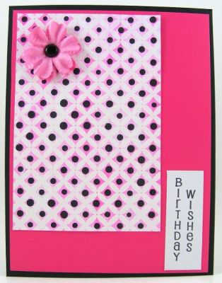 Birthday Wishes Background Card
I heat embossed pattern2love with white embossing powder and then lightly rubbed pink over it with a sponge.  I used a black marker to create the black polka dot pattern.

http://bevscreativepath.blogspot.com/
Keywords: pattern2love