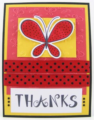 Easy Thanks Card
I love the frilly4abc alphabet.  You can stamp whatever sentiment/title you want and it looks so pretty.  :)  The butterfly is from Sizzix Butterfly Framelits Set w/Stamps by Stephanie Barnard (#657578).  the embossing folder is by Stephanie Barnard by Sizzix too (#657597).

http://bevscreativepath.blogspot.com/
  
Keywords: frilly4abc
