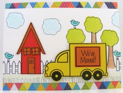 Moving Card
Card features stamps from the following clear stamp sets: cars2drive, houses4us (house, fence and clouds), trees2build (bird) and bunny4Easter (grass).
Keywords: cars2drive houses4us trees2build