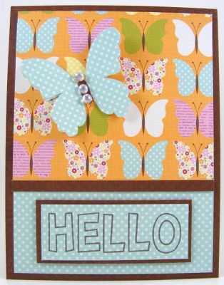 Hello Card
outlines2letter clear stamp set and Sizzix eClips for butterfly diecut
Keywords: outlines2letter