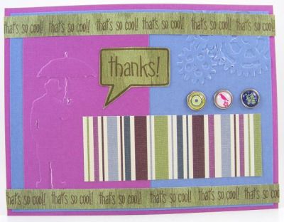 That's So Cool Thank You Card
Stamps used on this one are from the new "talk2me" clear stamp set.  The embossing folders are by Sizzix.
Keywords: talk2me