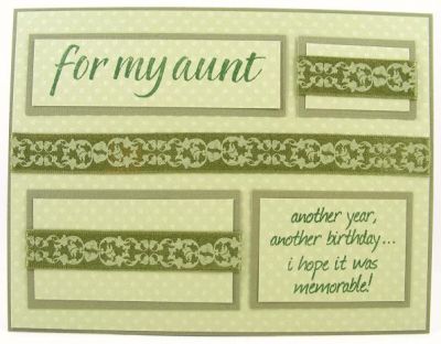For My Aunt Birthday Card
Card features words4family and late4Bday SOL clear stamp sets.
Keywords: SOL words4family and late4Bday