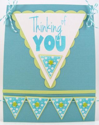 Thinking of You Banners Card
Sets Used:  phrases2say
                  banners4all
Diecuts:  Sizzix Framelits (Banners/Pennant Plain and Pennant Scalloped)
Baker's Twine:  The Twinery
Keywords: phrases2say