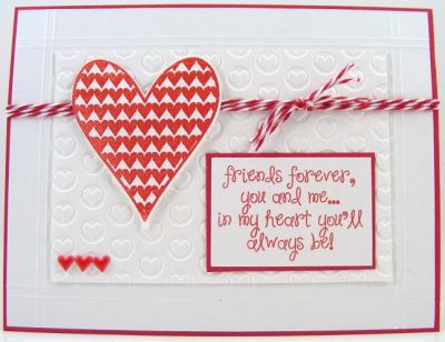 *Forever Friends Card*
I used love2diefor on this quick and easy card.  The embossing folder is by Sizzix and baker's twine is by The Twinery.
Keywords: love2diefor