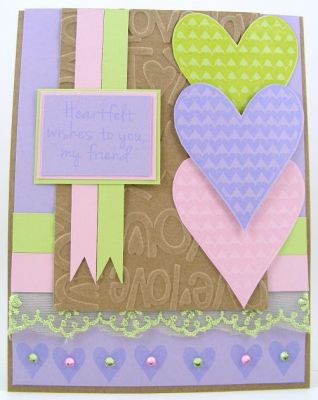 *Heartfelt Friend Card*
I used love2diefor on this one.  The embossing folder is by Sizzix.  
Keywords: love2diefor