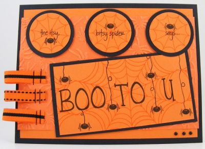 Boo To U Card
Card features the limited edition web4you set plus the alphabet set funky4BigABC
clear stamps.

Keywords: SOL web4you and funky4BigABC