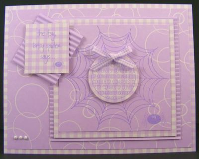 Itsy Bitsy Spider "Baby Congrats" Card
Card features the limited edition clear stamp set "web4you."  Presenting another way to use the spider web  for a baby congratulations card using pastel colored cardstocks.  It also uses the "sentiments4circles" clear stamps for the circle sentiment.
Keywords: SOL web4you