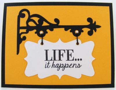 **Life Sign Card**
Quick and easy card using stamps4life and Sizzix sign die (#656631 Hanging Sign).
Keywords: stamps4life