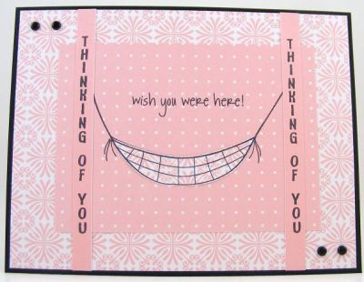 Wish You Were Here Card
I used the standup4sentiments to create "posts" for the hammock stamp (island2visit).
Keywords: standup4sentiments island2visit