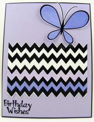 Birthday Wishes Chevrons Card
Love the chevrons set....so much fun.  Heat embossing on the chevrons with black powder and then coloring with Copic marker.  The butterfly is from butterfly2build and the sentiment is from birthday2celebrate.
Keywords: chevons2stamp