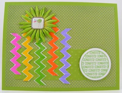 Congrats Card
Easy peasy by stamping the chevrons in different colors and trimming.  The congrats circle is from sentiments4circles.
Keywords: chevons2stamp