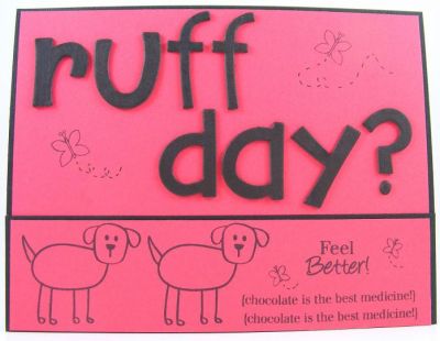Ruff Day? Card
Card uses the kids2love clear stamp set.  The black chipboard letters are by Sizzix (Butterlfy Kisses Alphabet).
Keywords: kids2love