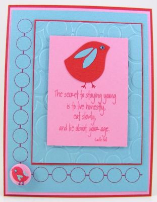 Birthday Bird Borders Card
I used the borders4me clear stamp set plus the greetings4birthday.  The embossing folder and bird diecut are by Sizzix.
Keywords: borders4me