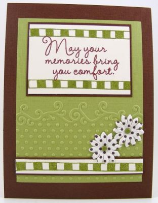 Comfort Card
I used the borders4me clear stamp set on this card.  It also uses the sympathy4you.  The embossing folder is by Sizzix.
Keywords: borders4me