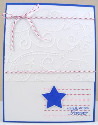 Stars and Stripes Forever Card
I used the lines2journal clear stamp set on this card plus stars4you.  The embossing folder is by Sizzix.
Keywords: lines2journal