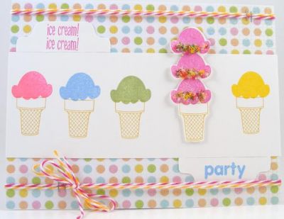 Ice Cream Party Card
Card features scream4icecream clear stamps.  The baker's twine is by The Twinery.
Keywords: scream4icecream