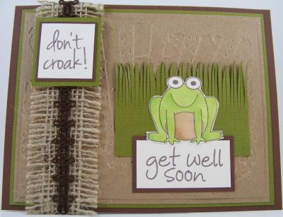 Get Well Soon Card
froggy2love clear stamp set plus talk2me (for the "get well soon")
Sizzix embossing folder
Copic markers
Keywords: froggy2love