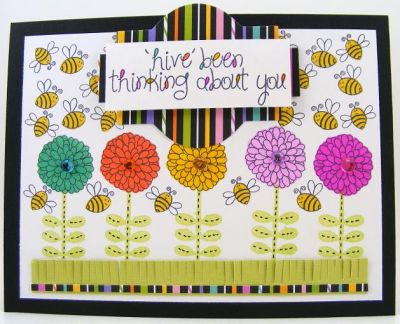 **Hive Been Thinking About You Card**
The flowers are from mums2love and the diecut is from Sizzix.
