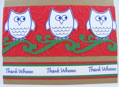 Thank Whooo Card
owls2love clear stamps used.......diecuts and embossing folder by Sizzix
Keywords: owls2love