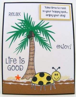 *Happy Spot Card*
I mixed moreladybugs2love with island2visit for this "happy bug" card.  :)
Keywords: moreladybugs2love