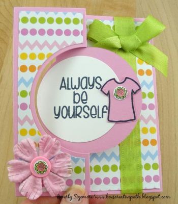 **Be Yourself Card**
Cardstock,  patterned paper and ribbon by Stamps of Life.
Keywords: patterns4tshirts