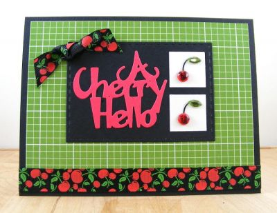 **A Cherry Hello Card**
Patterned paper is from Make A Wish Collection by Stamps of Life along with Strawberry and Licorice cardstocks.
Keywords: Cherry Hello Die, cherries2stamp