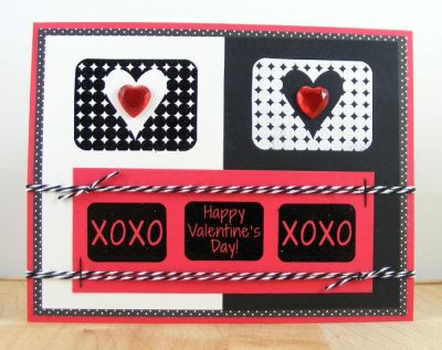 **Black and White XOXO Card**
Keywords: sampler2love