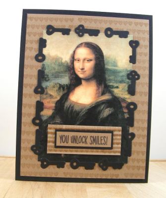 **You Unlock Smiles Card**
I used the small key die and stamps from heartlocket2love to create this
"fun" Mona Lisa card.
Keywords: heartlocket2love