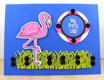 **Hey Pretty Lady Card**
flamingos2stamp, stitched circle dies and oval stitched dies used along with Stamps of Life cardstocks and felt
Keywords: flamingos2stamp, stitched circle dies, stitched oval dies