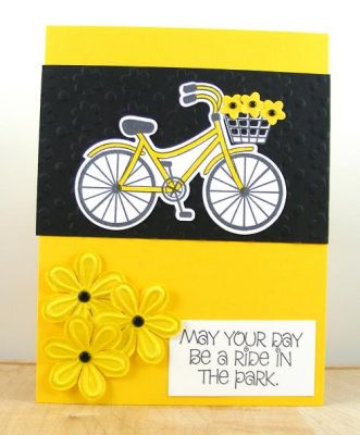 **Ride In The Park Card**
bicycle2stamp stamp set with matching dies used for this fast and easy card.
I also used Stephanie's Sizzix embossing folder (658846).
Keywords: bicycle2stamp