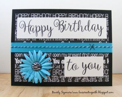 **Happy Birthday To You Card**
Patterned Paper, cardstock, ribbon and twine by Stamps of Life. 
Keywords: happycalligraphy2stamp