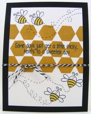 *Sticky Bees Card*
Used the sentiment from morebubblegum4me with bee4me and hexagons2love.
Keywords: morebubblegum4me