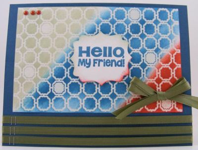 *Hello My Friend Card*
Heat embossed with white powder the frame5background clear stamp to create this card.
Keywords: frame5background