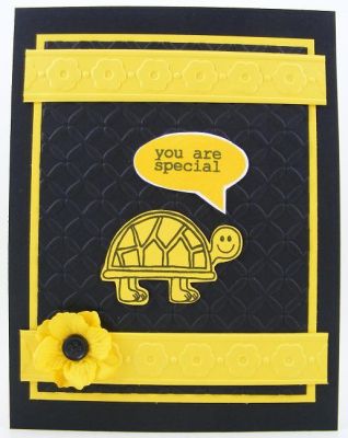 *You Are Special Card*
The turtle is from late4Bday and the word bubble is from talk4phone.  The embossing folders are by Sizzix.
Keywords: talk4phone