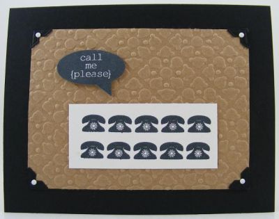 *Call Me Card*
phones2decorate mixed with talk4phone

Embossing folder by Sizzix.
Keywords: talk4phone