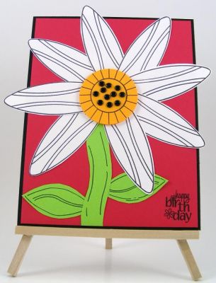 Surfboard "Flower" Card
I used the surfboard from the summer4fun clear stamp set to create this large flower.  The center of the flower is the sun from this set too.  The sentiment is from the Back2Basics clear set.  The stems and leaves were my design and I outlined them with a black Zig marker pen.
Keywords: The {Stamps} Of Life July Release/summer4fun