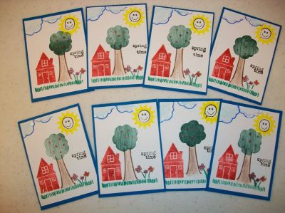 This is using several different Stamps of life stamps. I made these for a Spring ATC swap I am participating in. I even used one of the gauge stamps from the Robot set for the sun. Can you tell what stamp set I used the face of the sun from? I love how all the stamps sets can be used together to make something like this!
