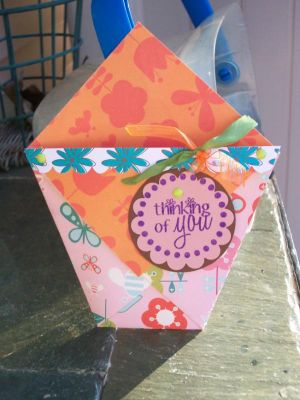Treat Bag
I made this little treat bag for a make and take challenge on the Life Preservers Scrapbook Club online crop that I participated in. The first time I have used my new stamps and I love them!! I think I am gonna make some cute gift bags for my son's school Christmas party and use the stamps from December!!
