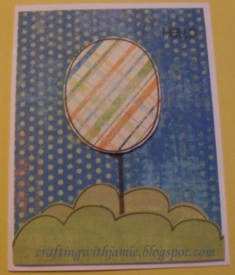 Hello card
This card used the Trees2Build set and the grass uses the Summer4Fun wave turned upside down.
