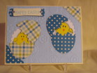 Happy Easter Chick in eggs
OMGiggles, I love this card. I had a ton of fun making it and it turned out totally how I wanted it to. This was a challenge card and the challenge was to use those deco scissors that we all have but haven't used in like, forever. 
