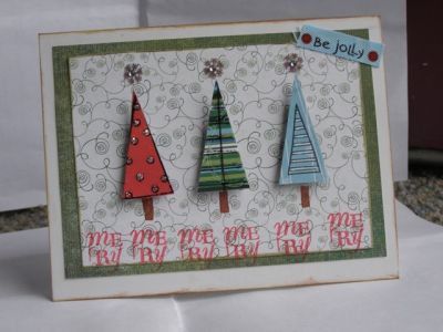 Three Trees
Used Tree stamps, merry and small snowflake. 
