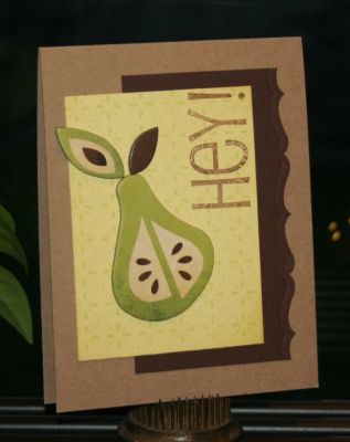 A quick card using Hello2You.  Some cardstock, a punch, and a BasicGrey Offbeat chipsticker - done!
