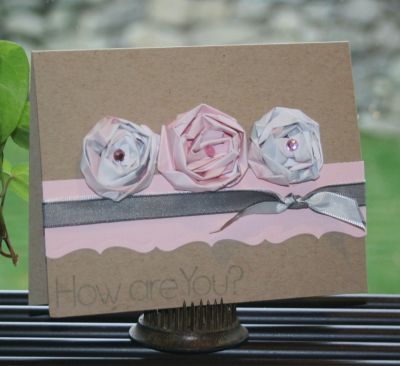 How Are You?
Another CAS card using Hello2You.  Made the flowers by twisting strips of 12" x 1" paper, coiling the strip up and glueing to a piece of cardstock.  
