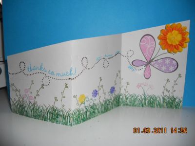 For my BFF
Please do not laugh. :-) First time making a tri-fold. A few boo-boo's but I know my BFF will love it. And I had fun. The flower represent's the sun. 
Keywords: BFF, Flower's, friend's, butterfly, grass
