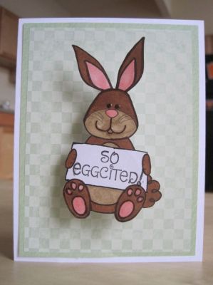 The bunny was attached on a spring, so he "wobbles" when you move the card!
