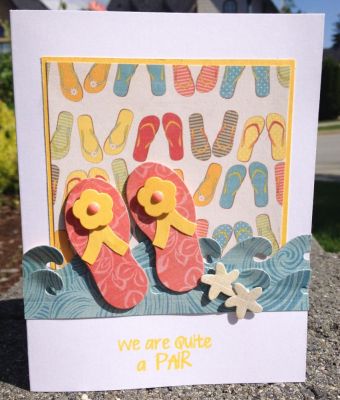 We are Quite A Pair - FMS136
I made this card using the sketch from Freshly Made Sketches and the great flipflop2stamp dies.
