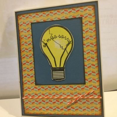 I'm sorry
My daughter broke her teacher's light bulb in her lamp.  We are getting her a replacement bulb and an I'm Sorry card  :-)
