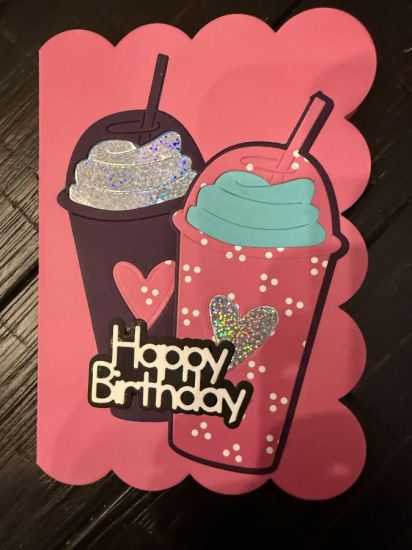 Happy Birthday with Iced Coffee
Keywords: Iced coffee drink fold it, happy sentiment dies, 5x7 scalloped card die set