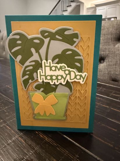 Keywords: Potted plant fold it, happy sentiments dies, sweater background die 